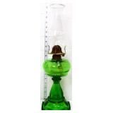 Vintage oil lamp w/ emerald green base