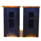 Pair black 1 wire door farmhouse small cabinets