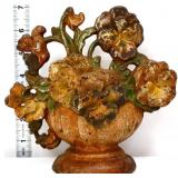 Vintage cast iron flower basket door stop