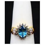 Sterling oval topaz ring, lab created