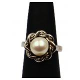 Sterling pearl dinner ring, lab created