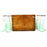 Vntg wood Iroquois Beverages crate w/ 12 bottles