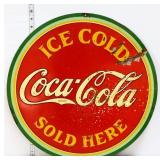 Vtg metal 19.5in Ice Cold Coca Cola adv sign