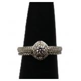 Sterling white sapphire wedding set, lab created