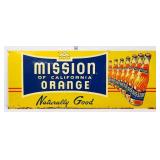 Vntg metal 29.5x11.5 Mission orange sign