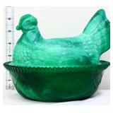 Westmoreland green slag hen on nest