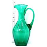 Vntg emerald green 10in glass pitcher