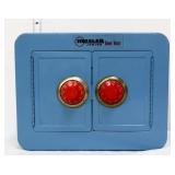 Vntg blue Mosler Jr bank vault toy w/ lock & alarm