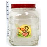 Vintage glass red top pantry jar