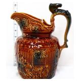 Vntgt 9in Arthur Wood brown hunt scene pitcher