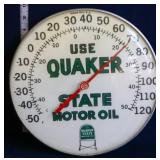 Vntg 12in plastic face Quaker State Oil therm