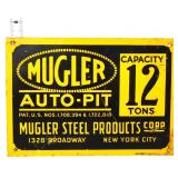 Vntg metal 9.75x6.75 Mugler Auto Pit sign