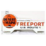 Vntg metal The Desert Of Maine tag topper