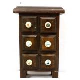 Vintage wood 6 drawer spice box