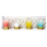 4 Hazel Atlas ombre glasses w/ metal handles