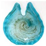 Murano aqua swirl seashell dish