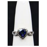 Sterling heart rainbow topaz ring, lab created