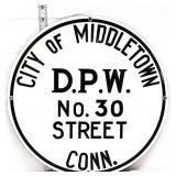 Vtg porcelain 14in City Of Middletown CT sign