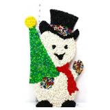 Vintage plastic popcorn 11x19 snowman art