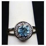 Sterling round blue topaz ring, lab created