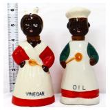 Vntg Americana figural 6in oil/vinegar set