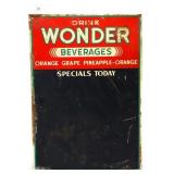 Vntg metal 13x19 Wonder Beverages menu board