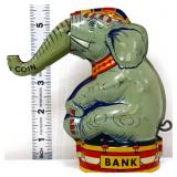 Vntg tin litho J Chein circus elephant bank
