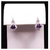 Pair amethyst dinner earrings, lab created