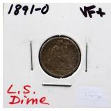 1891O seated liberty dime