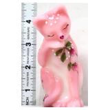 Fenton 4in rosalene Valentine cat figure