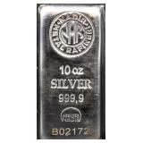 10 troy ounce Nadir poured silver bar