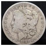 1881O Morgan silver dollar