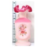 Fenton rosalene satin roses 7in vase