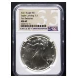 Graded MS69 2021 First Releases silver eagle coin