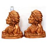 Pair 5in cast iron Native American bust bookends