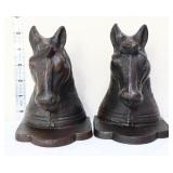 Pair cast iron horse head bookends