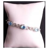 Blue topaz bangle bracelet, lab created