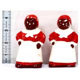 Pair vntg Americana 4in figural salt/pepper shaker