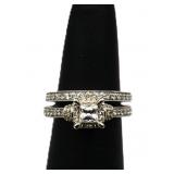 Sterling white sapphire wedding set, lab created