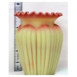 Fenton burmese ribbed 5in vase