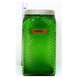 Vintage green glass coffee jar