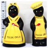 Pair vtg Americana 5in figural salt/pepper shakers