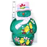 Fenton 8in green spring chicks snowman fairy lamp