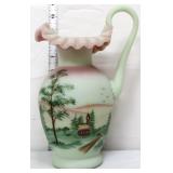Fenton 10 lotus mist pastoral scene pitcher