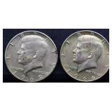 Lot of 2 40% silver Kennedy half dollars