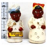 Pair vtg Americana 3in figural salt/pepper shakers