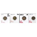 Lot of 4 1891 seated liberty dimes