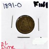 1891O seated liberty dime