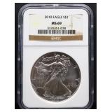 Graded MS69 2010 silver eagle coin