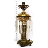 Vintage metal cherub lamp base w/ glass prisms